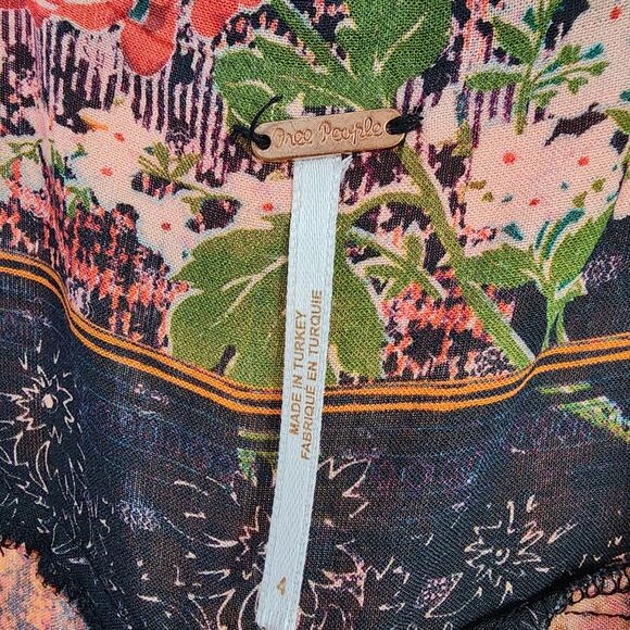 Free People Margarita Patchwork Strappy Back V-Neck Wide Leg Jumpsuit Size 4 - Picture 4 of 7